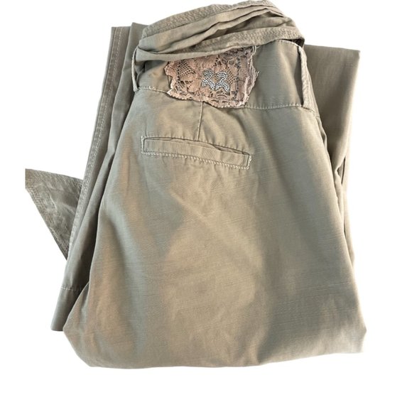 22 Khaki Wide Leg Pants with Self-Tie Belt Size 8 - Picture 9 of 9